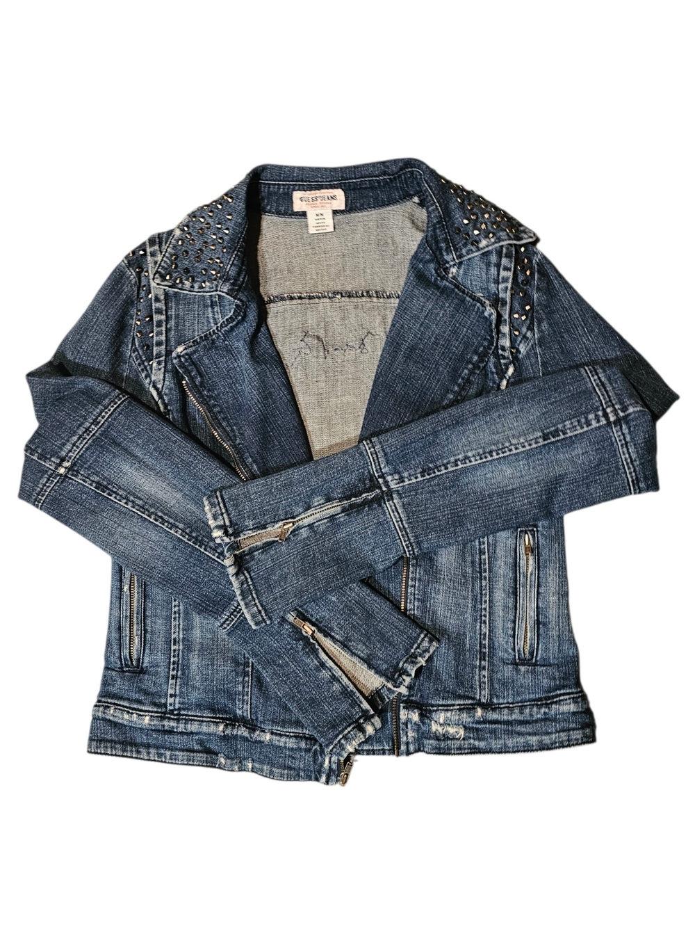 ♻️🖤 Motörhead Upcycled Guess Battle Jacket Womens Medium - Picture 3 of 7